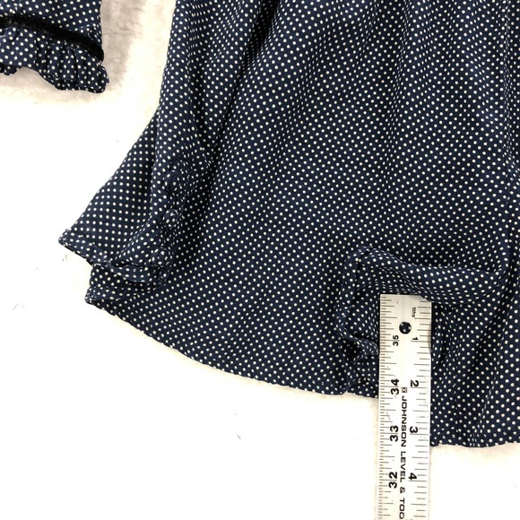 Avec Les Filles Womens Romper S Blue Polka Dot 3" Shorts Long Sleeve Ruffle Trim - Picture 8 of 10